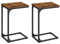VASAGLE Set of 2 C-Shaped Side Table, Bedside Table, Sofa Side Table, Coffee Table, with Metal Frame, Industrial, for Living Room, Bedroom, Rustic Brown and Black LET354B01