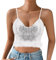 Naimo Damen Pailletten Feder Crop Top Ärmellos V-Ausschnitt Tank Tops Weste Camisole Party Rave Oberteile