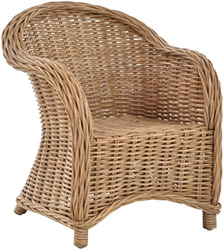 Krines Home Kinderstuhl, Kindersessel aus Rattan in der Farbe Hellbraun