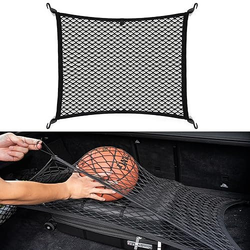 VEHIRIE Kofferraumnetz Gepäcknetz Auto Netz, Doppelte Lage Universal 80 x 60 cm Kofferraum Netze, Elastisch Kofferraum Netz, mit 4 ABS Haken Perfekt geeignet für SUV VW