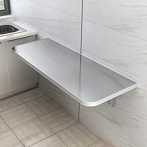 KAZUP Robuster Kleiner Wandklapptisch, klappbarer Klapptisch zur Wandmontage, platzsparender Hängetisch, gehärtetes Desktop-Design, Tragfähigkeit von 50 kg/110 lb – Silber (Größe: 70 x 40 cm/27,6