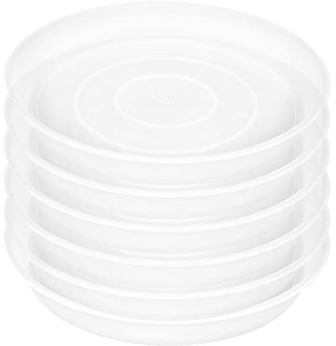 Bleuhome 6 Pack Plastic Plant Saucer Water Drip Tray, 4 5 6 7 8 9 10 11 12 inch, Heavy Sturdy Plant Drainage Tray for Indoors Outdoor, Flower Saucers for Pots Base (4, Clear)