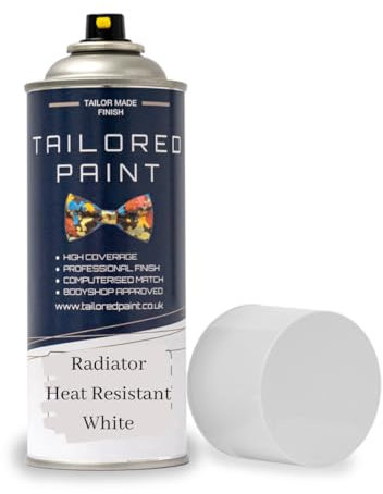 Tailored Paint Premium Radiator Aerosol Spray Paint Heat Resistant To 100ºC - Quick Air Dry No Primer Needed (Gloss, White)