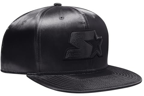Starter Herren Authentic Satin Flat Brim Embroidered Snapback Hut, Schwarz, Einheitsgröße