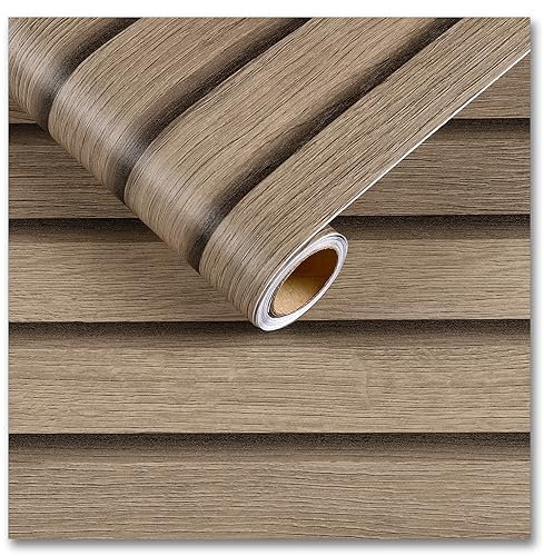 CRE8TIVE Papier Peint Imitation Bois Beige Braun 60cm x 300cm Papier Peint Adhesif Mural 3D Papier Peint Effet Bois Autocollant Papier Adhesif Pour Meuble Papier Peint Küche Salon Salle de Bain Porte