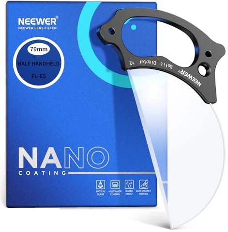 NEEWER 79mm Filtro Effetto Diottrico Diviso Filtro Prisma a Mezza Cupola con Maniglia, Foro per Vite 1/4 per Broccio Magico Mini Treppiede, Vetro Ottico BK9 Semicircolare per Sfocatura in Primo Piano