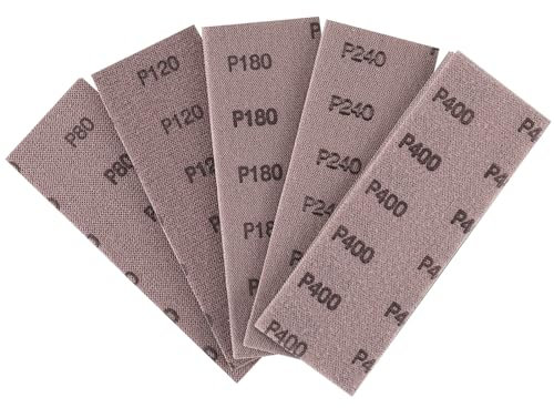 Shineboc Schleifgitter 25 Stk Schleifstreifen 70 x 198mm geeignet für Mirka Handschleifer- staubfreies Schleifen durch optimale Absaugung und geringen Staubandruck, Enthält Korn 80, 120, 180, 240, 400
