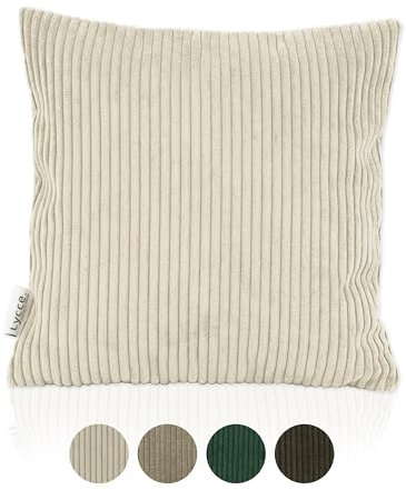 Lycce Kissenbezug Cordstoff Beige 40x40 cm - Hochwertige & Langlebige Kissenhülle für Dekokissen, Ideal für Sofa & Bett