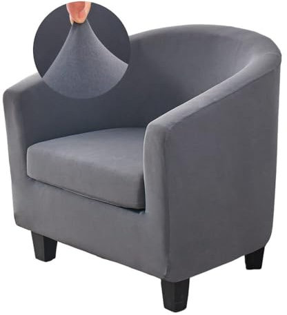 WWQQKJ Stretch-Bezug for Chesterfield-Sessel for 1 Sitzer, 2-teilig, einfarbig, rutschfest, for Cocktailsessel mit Sitzbezug for Bar, Wohnzimmer, Schlafzimmer, Club(Cenere)