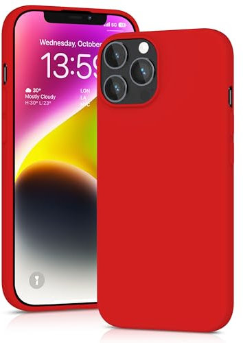 YATWIN Silicone Case for iPhone 13 Pro Max, Soft-Touch, Shockproof, DustProof, Antiskid Full Body Armour Phone Cover for Apple iPhone 13 Pro Max - Red