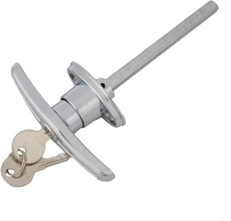 EXTRWORY Verrou de poignée en T en alliage de zinc couleur naturelle tige de connexion poignée en T longue poignée serrure de porte châssis armoire pour caravane, garage, abri de jardin, camping-car