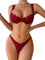 GORGLITTER Lingerie Set for Women Floral Lace Underwire Push Up Bra Thongs Sets Sexy Underwear Burgundy L