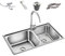 Fregadero INOX con Escurridor 304 Fregaderos Integrales, Gran Fregadero sobre Encimera con Escurridor y Dispensador de Jabón, Incluyendo Sifón, Rebosadero(Color:B,Size:77 * 42)