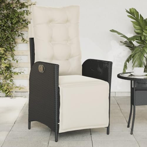 ShGaxin Gartensessel mit Fußteil Verstellbar Schwarz Poly Rattan, Gartenstühle, Gartenmöbel, Balkonstuhl, Garten Stühle, Terrassenstühle, Balkonmöbel - 365280