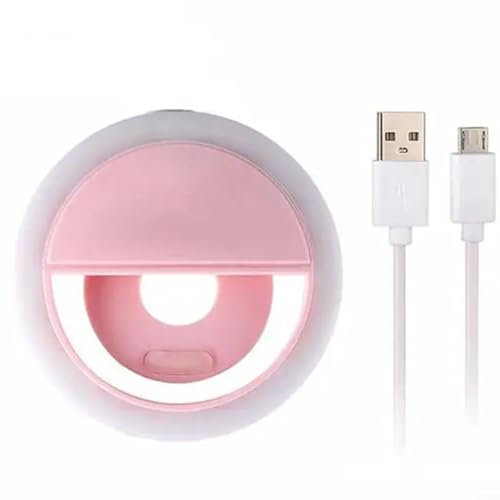 Gettimore Anneau lumineux LED pour selfie, chargement USB, compatible avec Samsung et Xiaomi pour webcam en streaming (rose)
