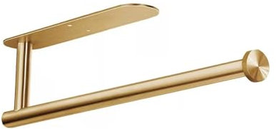 Porte-rouleau d'essuie-tout mural sans perçage - En acier inoxydable - Autocollant - Pour cuisine et salle de bain - Doré - 33,5 cm
