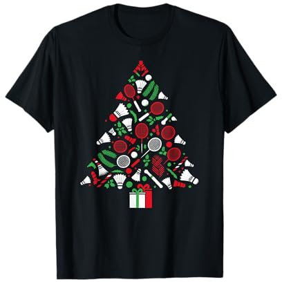 Lustiger Badminton-Weihnachtsbaum, Spieler, Damen, Herren, Kinder T-Shirt