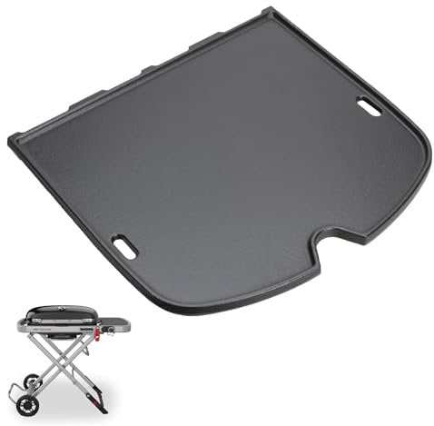 7034 Grillplatte Ersatzteile für Weber Traveler Tragbarer Gasgrill, Gusseisen Kochpfanne für Weber Traveler 9010001 9030001 9013001 9020001 BBQ Outdoor Tragbarer Gasgrill Zubehör, Schwarz