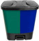 M1SS 37 Litres Duo Kitchen Bin Waste Garbage Can 2 x 18.5L removable buckets Waste and Recycling Kitchen Bin Dual Recycling Bin Dual Waste Bin with Pedal Feet for Indoor & Outdoor [Green + Yellow]