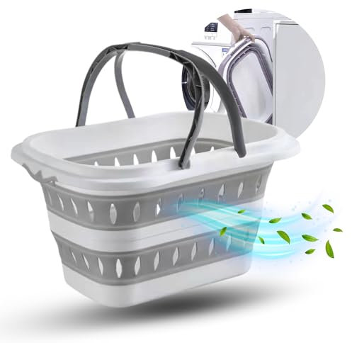 Suleno® Faltkorb mit Griff 28L - Wäschekorb faltbar - Platzsparender Aufbewahrungsbehälter - Einkaufskorb faltbar - tragbarer Picknickkorb - faltbare Einkaufstasche für Camping & Outdoor
