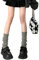 JUNNASALIKER Gambali lunghi da donna Lolita-Knit scaldamuscoli anni '80 festa danza scaldamuscoli, grigio, Length 40cm