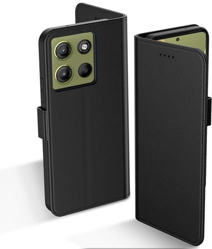 Aiziki Handyhülle für Motorola Moto G15 Tasche, RFID Leder Klappbar Schutzhülle Tasche Wallet Brieftasche Cover Flip Case [Standfunktion] [Kartenfächern] Kompatibel mit Moto G15 Hülle -Schwarz