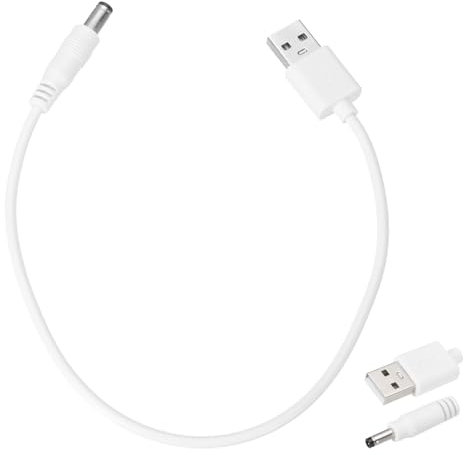 QUARKZMAN USB auf DC-Stromkabel 3A 5V DC-Stromkabel 5,5 mm x 2,5 mm Stecker Ladekabel Adapter für Ventilator Kamera Telefon Tablet-Geräte (1ft/0,3 m, Weiß)