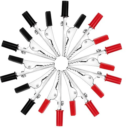 10 Stück Krokodilklemmen Set, Test Metall Krokodilklemmen Elektrische Prüfklemmen Mit Kunststoffgriffen, Rot & Schwarz Vollisolierte Krokodilklemmen Für Labortests Das Verbinden Von Kabeln