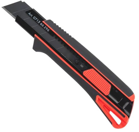 Würth 2K Cuttermesser 25mm inkl. 1x Abbrechklinge extrem scharf schwarz 071566296 Teppichmesser Universalmesser Papiermesser