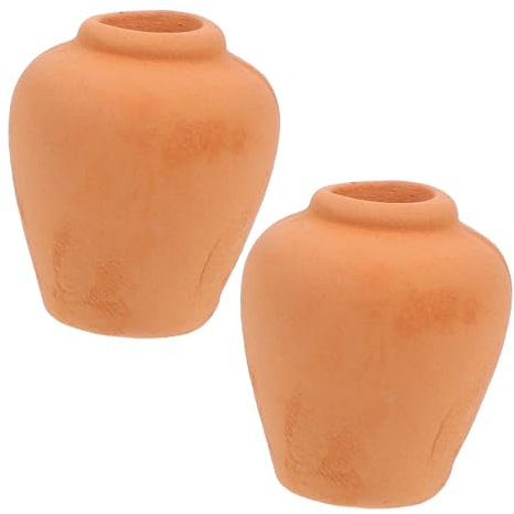 Mipcase 2pcs Miniature Terracotta Flower Pots Tiny Clay Pots for Dollhouse for Succulents Vintage Retro Decoration for Office and Garden