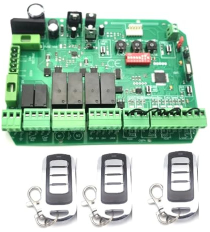 Motor Puerta Corredera, Placa de circuito Universal de 12VDC for abridor de péndulo automático de doble brazo, Panel de Control, de centro de Control inteligente ,para Puerta de Jardín Garaje(Kit 3)