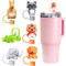 SANTUO 6pcs Animal Cute Silicone Straw Toppers for Stanley Toppers fit 30 40 Oz Tumbler with Handle 10mm 0.4in for Stanley Straw Topper