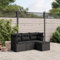 IKAYAA Rattan Gartenmöbel Set Poly Rattan Lounge Balkon Lounge Gartenlounge Outdoor Lounge möbel Outdoor Gartengarnitur mit Kissen-Schwarz-4-tlg