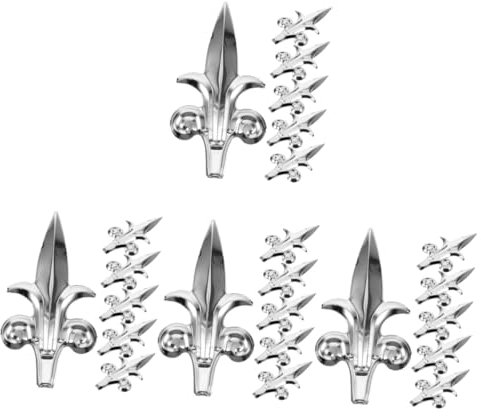 Angoily 4 Sätze Spitze Der Gartendekorationspistole Zaunpfosten Tor Für Treppen Tür Zaunlatte Netz Zaunplatte Weiße Lattenzaun-gartengrenze Zaun Garten 201 Edelstahl Silver 6 Stück * 4