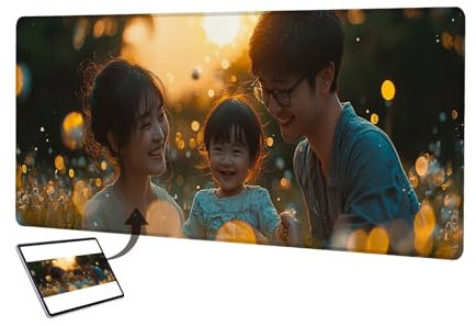 Personalisiertes Mousepad mit Foto, 1200x600mm Gaming Mauspad Personalisiert, Mauspad Selbst Gestalten, Schreibtischunterlage mit rutschfeste Unterseite, Personalisierte Geschenke für Gamer, Büro C-5
