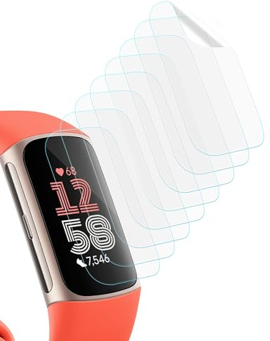 Sinoacc 8 Pack Screen Protector Compatible with Fitbit Charge 6 / Charge 5 | Self-Healing TPU Film, Anti-Bubble, HD Ultra-Thin, Easy Installation