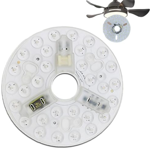 Genérico Ceiling Fans Spare Parts, Ceiling Fan LED Light Replacement 15W 3CCT Dimmable Retrofit Kit with Memory Function Aluminum Base Universal Compatible