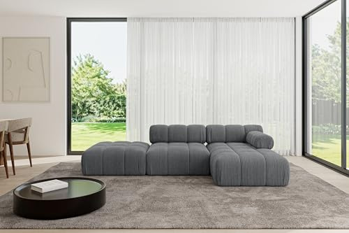 ALTDECOR Modulares Sofa Ecksofa in L-Form Corner modular Sofa Eckcouch Couch Wohnlandschaft Cauchsofa Polstersofa Lizur-L1-285x160x70 cm Dunkelgrau