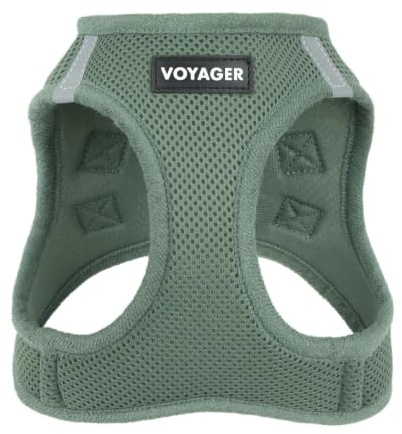 Best Pet Supplies Voyager Step-in Air Harness - All Weather Mesh, Reflective, No Pull Harness for Dogs, Cats - Secure with Hook & Loop Fastener, Buckle, Double D-Rings - Moss Green, S