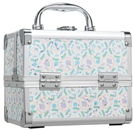 Valigetta Trucchi con Specchio Beauty Case da viaggio Porta Trucco Valigia Make Up Valigetta Unghie, porta Smalti per Unghie, per Estetista Per Cosmetici Organizzatore, Viola-Rosa