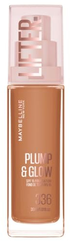 Maybelline Foundation Lifter Plump & Glow, SPF20, Buildable Coverage, 336 | With SPF20, All Day Wear, Buildable and Radiant Coverage, Brighter Skin Overtime, Plump & Glow Foundation
