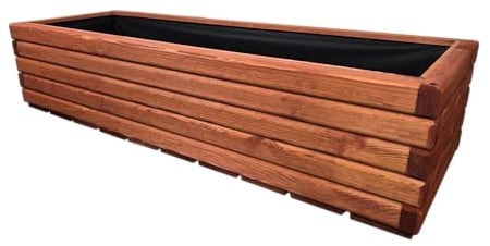 HolzGarden Fioriera in Legno con Tessuto Non Tessuto 100x30x40 cm cm Legno Massello Impregnato Colore Mogano Vaso da Esterno per Giardino Balcone e Terrazza, Resistente alle Intemperie, 80L