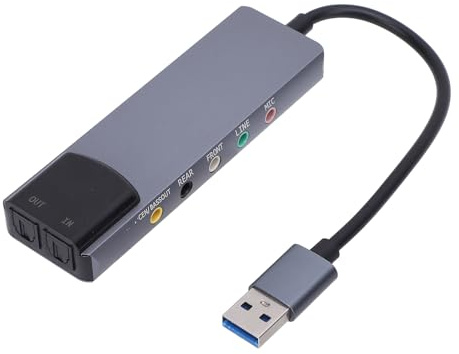 Jectse USB-Soundkarte, 5.1- und 7.1-Kanal-USB-Audioadapter für Externe Soundkarte mit 3,5-mm-Soundeingang für PC-Laptop, für Wins 98 ME 2000 7 8, für Vista, für OS X