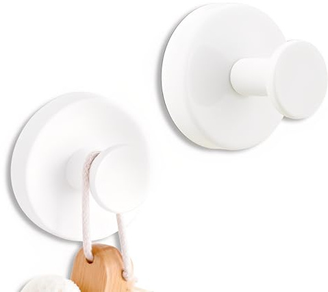 Canvas Trend Suction Cup Hooks,Stainless Steel Wreath Door Hanger Towel Holder Window Multi-Functional Suction Hooks for Bathroom & Shower Hooks, 2pcs (White)