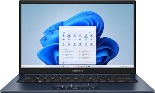 ASUS Vivobook 14 14 FHD Display Laptop, Intel Core 5 120U, Intel Graphics, 8GB DDR4, 256GB SSD, Wi-Fi 6, Bluetooth, Copilot AI, Windows 11 Home in S Mode, Quiet Blue, X1404VAP-V14.C58256