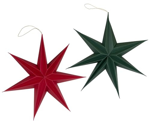matches21 HOME & HOBBY Weihnachtsdeko Sterne zum Aufhängen Rot & Grün 2er Set - 20 cm Papier Weihnachtsbaumschmuck