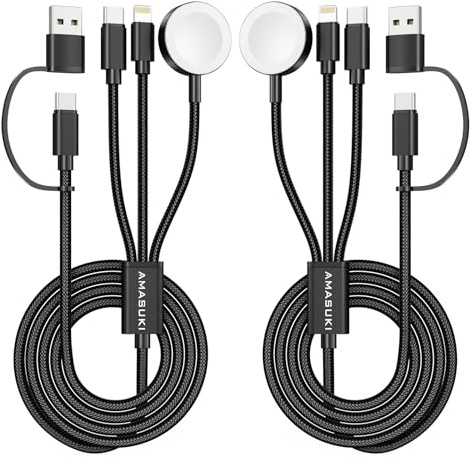 Amasuki 2Pack 3 in 2 USB C Kabel für Watch Watch Multi USB Kabel iPhone und Apple Watch Ladestation Kompatibel mit iWatch Ultra/SE/11/10/9/8/7/6/5/4/3/2/1 iPhone 17-11/Galaxy S23-Schwarz