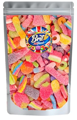 BRIT TREAT 1kg Retro Fizzy Pick n Mix Sweets - Traditional Fruit Gummy Sharing Pouch - Zesty Old Fashioned Sour Candy Mix - Large Bulk Bag for Movie Nights, Birthdays & Party Bag Fillers