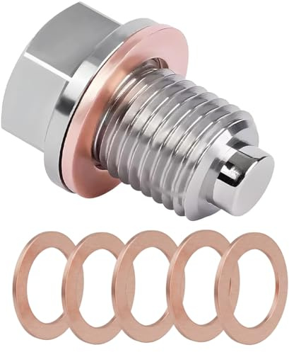 Veridius Tapón Magnético de Drenaje de Aceite M14x1,5 con Junta | Tornillo de Cárter en Acero Inoxidable para Coches y Motos, Protección del Motor contra Partículas Metálicas