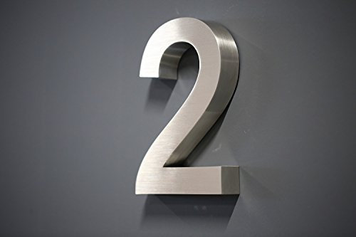 Lüllmann Hausnummer Premium Edelstahl in 3D Design Arial ALLE Zahlen H20cmxT3cm V2A TOP (Arial 20cmx3cm Nr.2)